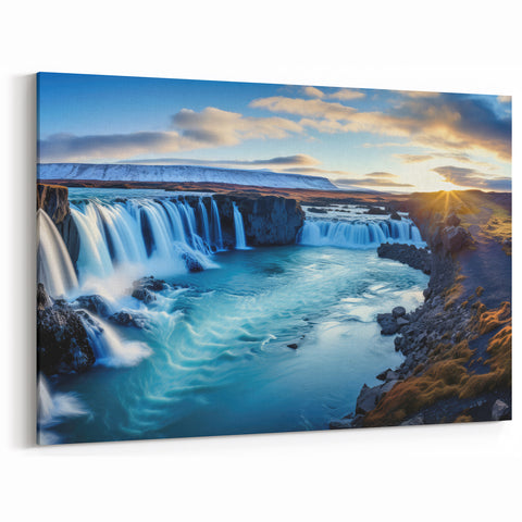 Argentine Waterfall Sunset Art - Cascading Waters at Dusk