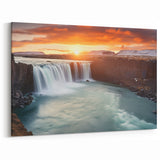 Argentine Sunset Falls Art - Fiery Skies and Flowing Waters