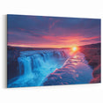Argentine Waterfall Sunset Art - Radiant Skies and Cascading Waters