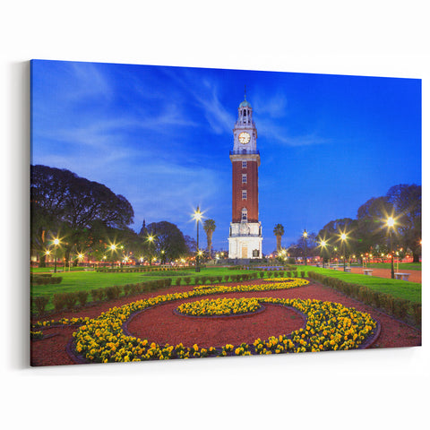 Twilight Canvas Art - Iconic Buenos Aires Tower