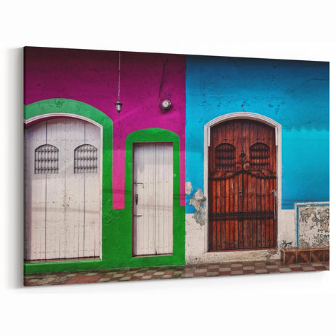 Colorful Nicaraguan Doors - Vibrant Street Art Canvas