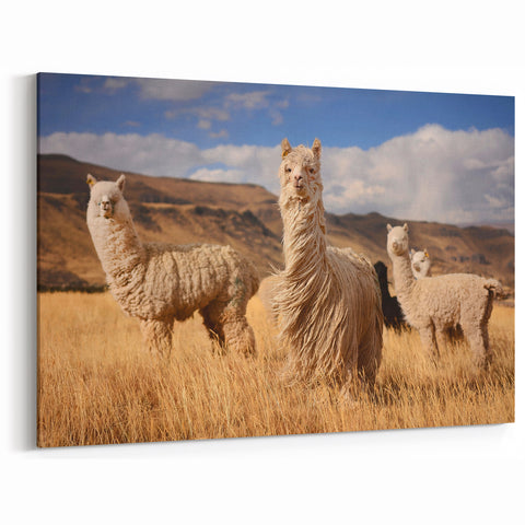 Llamas in Bolivian Field - Andean Wildlife Art