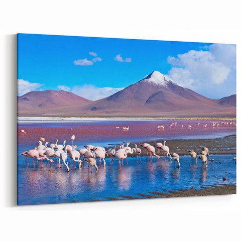 Flamingos at Andean Lake - Vibrant Bolivia Art