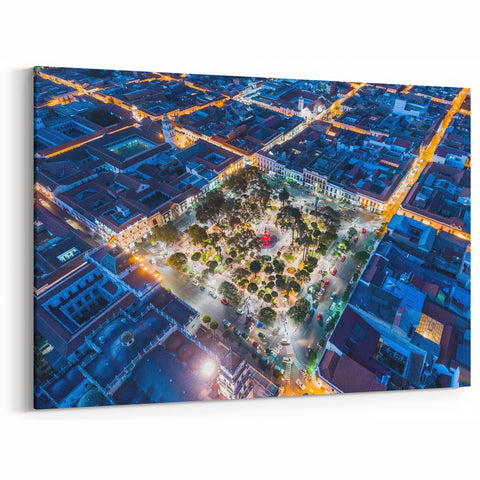 Urban Night Bolivia - Aerial Cityscape Wall Art