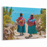 Bolivian Landscape Prints - Traditional Andean Women by Lake Titicaca
