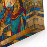 Mesopotamian Scholars in Gold – Vibrant Middle Eastern Geometric Art