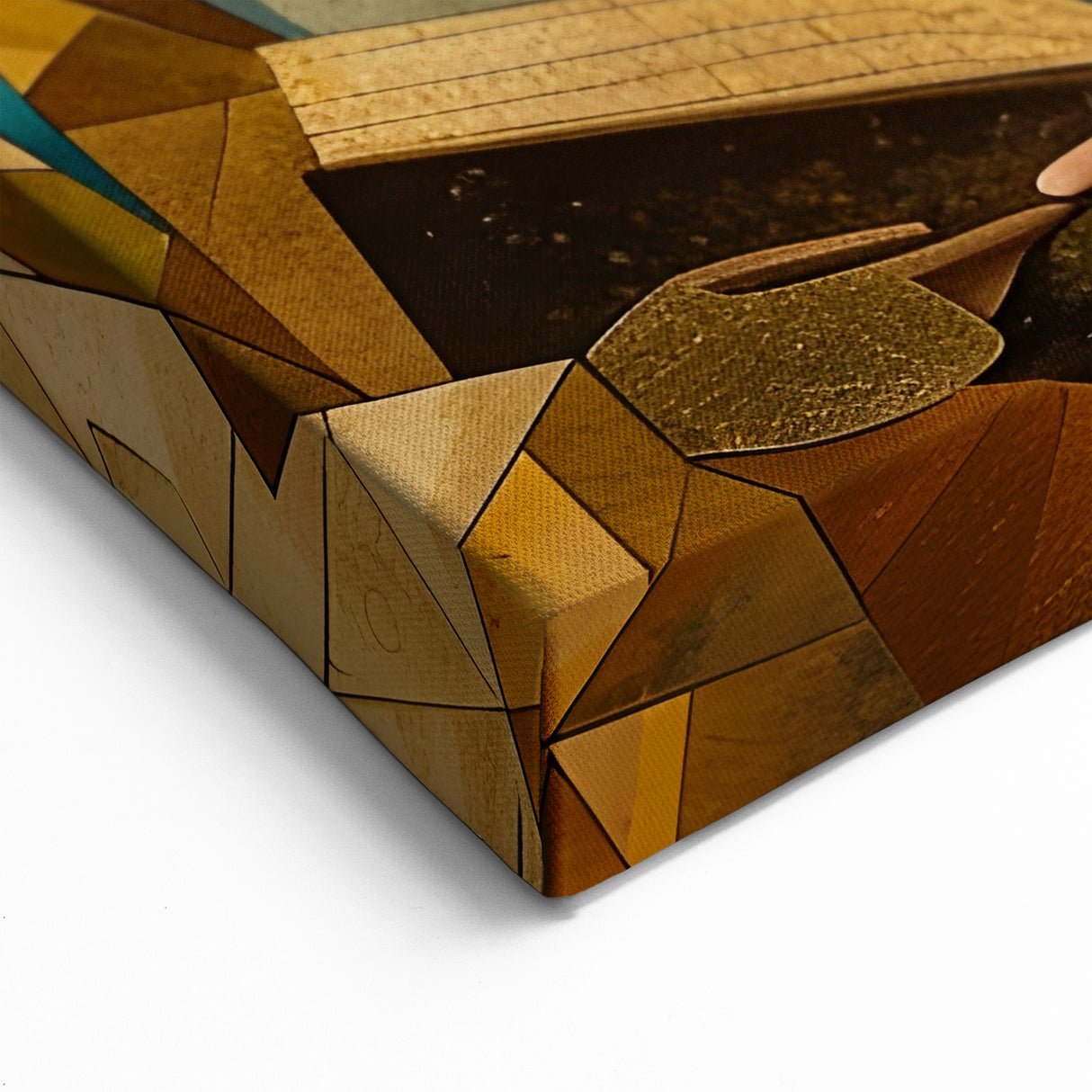 Moonlit Scholars – Geometric Mesopotamian Art with Crescent Moon