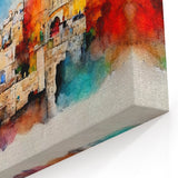 Middle Eastern Art – Watercolor Jerusalem Cityscape, Holy Land Art Print