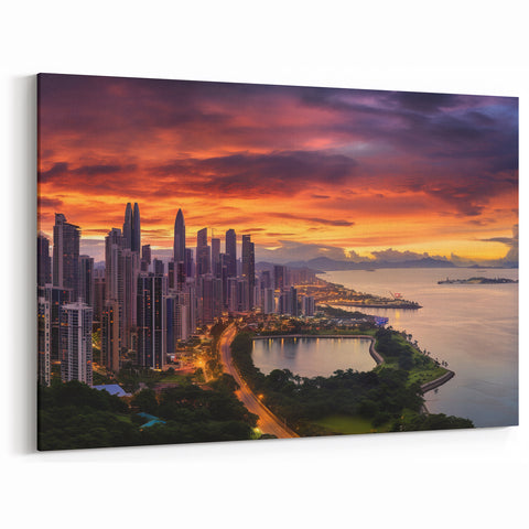 Sunset Metropolis - Panama Cityscape Art