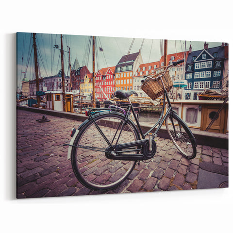 Denmark Wall Art - Copenhagen Canvas Prints with Bicycle Scene