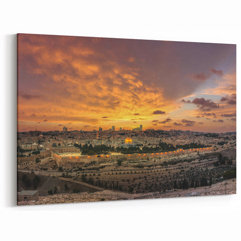 Jerusalem Art Prints – Stunning Sunset Over Dome of the Rock Wall Art