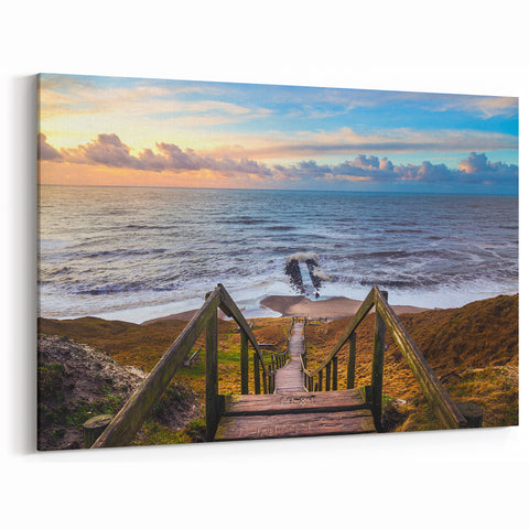 Danish Art Prints - Nordic Wall Decor of Coastal Stairway to the Sea