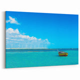 Brazilian Nature Photography - Coastal Boat and Wind Turbine Wall Art