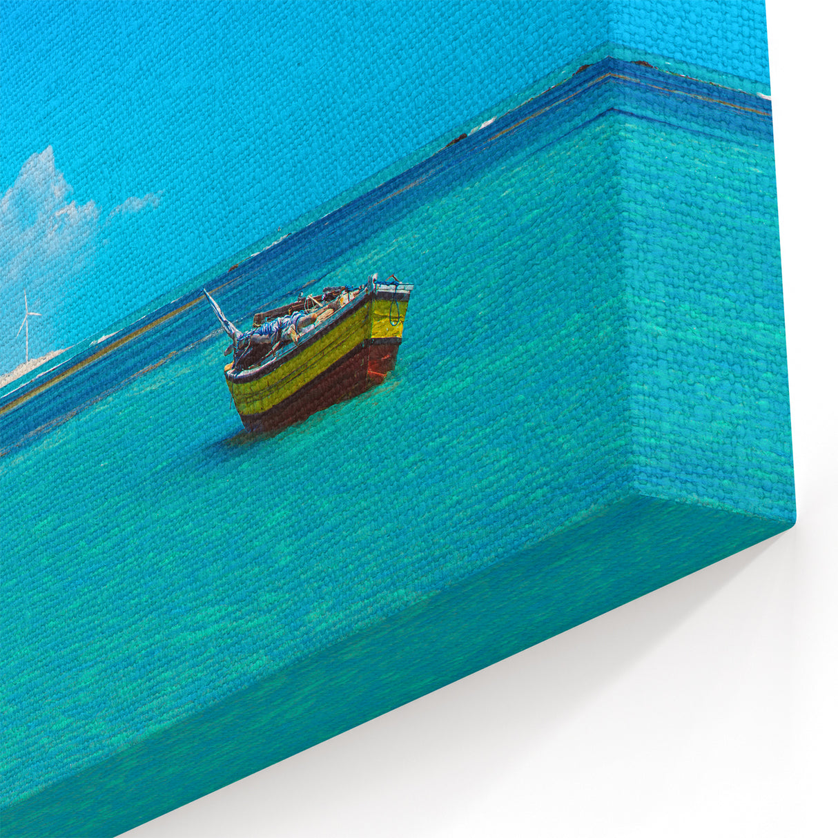 Brazilian Nature Photography - Coastal Boat and Wind Turbine Wall Art