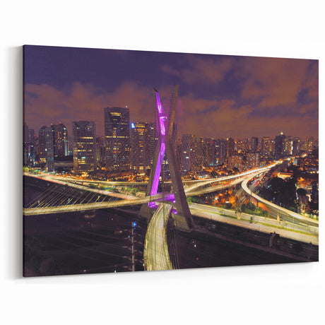 Brazilian Landscape Prints - São Paulo City Nighttime Skyline Wall Art