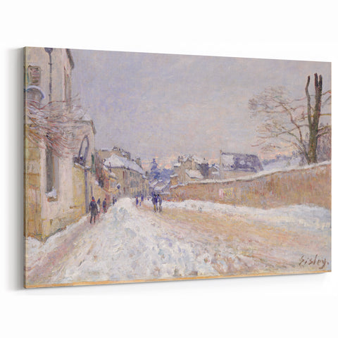Alfred Sisley Art: Winter French Village Snow Scene on Canvas Print