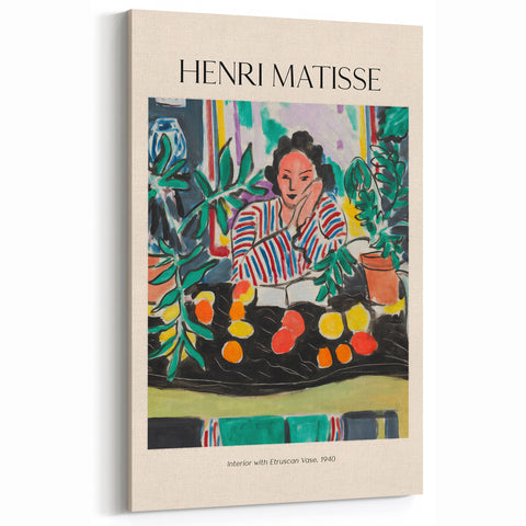 Henri Matisse Canvas Wall Art - Interior with Etruscan Vase Fauvism Print