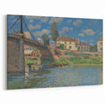 Alfred Sisley Art - Vibrant Riverside Scene with Bridge Canvas Print