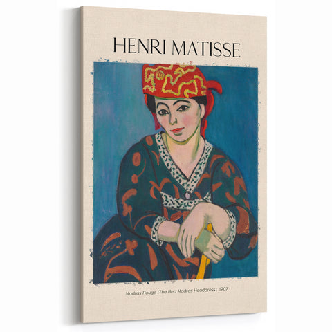 Henri Matisse Art Prints - Madras Rouge Headdress Modern Canvas Wall Art