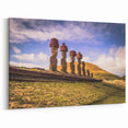 Framed Chile Photography - Easter Island Moai Statues Chilean Scenery Art