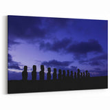 Chile Wall Art - Moai Statues Silhouette South America Wall Decor