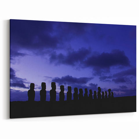 Chile Wall Art - Moai Statues Silhouette South America Wall Decor