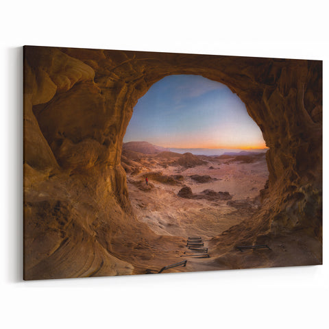 Scenic Israel Photography – Desert Cave View at Sunrise Wall Art