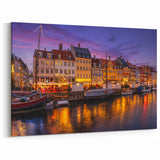 Copenhagen Canvas Prints - Festive Night at the Harbor with Reflections