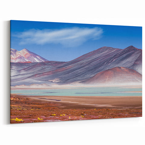 Atacama Desert Wall Art – Vibrant Chilean Mountain and Lake Landscape