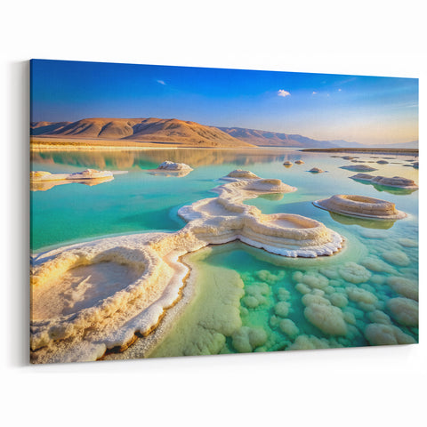 Dead Sea Canvas Art - Scenic Israel Seascape with Salt Formations