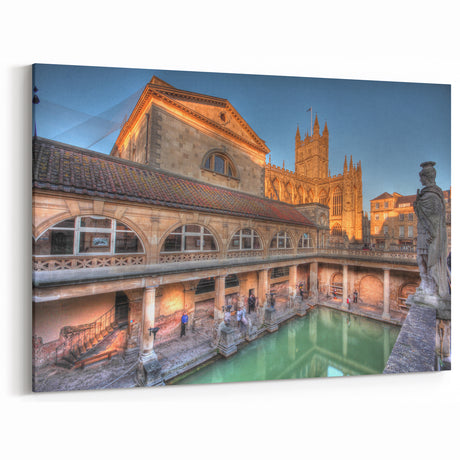 Bath Cityscape Canvas - Historic Roman Baths and Abbey View