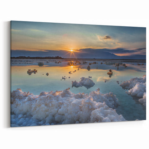 Scenic Israel Art - Dead Sea Photography with Sunset and Salt Formations