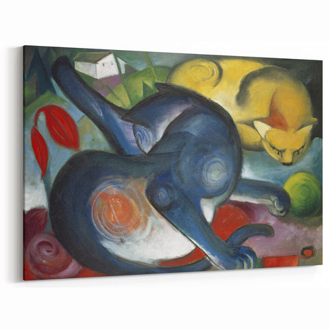 Franz Marc Wall Art - Modernist Expressionist Cats with Blue Rider Style