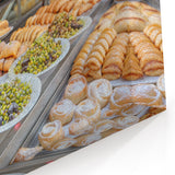 Jerusalem Cityscape Canvas - Traditional Pastry Stall in Middle Eastern Market