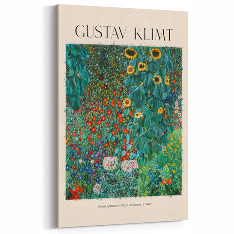 Gustav Klimt Wall Art | Farm Garden with Sunflowers Canvas Prints