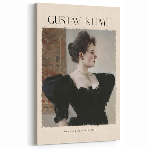Gustav Klimt Wall Art | Portrait of a Lady in Black Canvas Prints