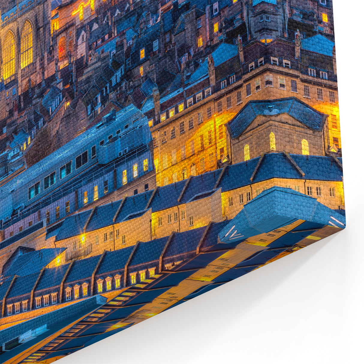 Bath Landscape Pictures - City Lights and Abbey Night View Canvas