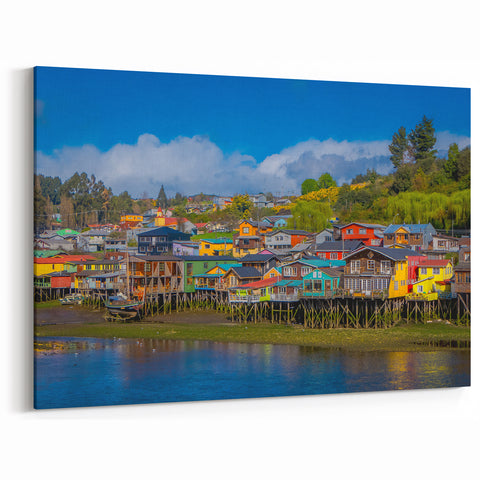 Colorful Santiago Wall Art – Chile Scenic Prints & Vibrant Waterfront Homes