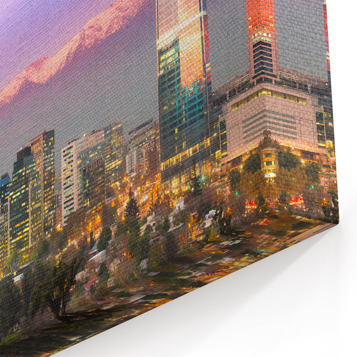 Chile Scenic Prints with Sunset Cityscape & Andes - Santiago Wall Art