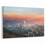 Chile Landscape Paintings – Santiago Cityscape with Andes Mountains
