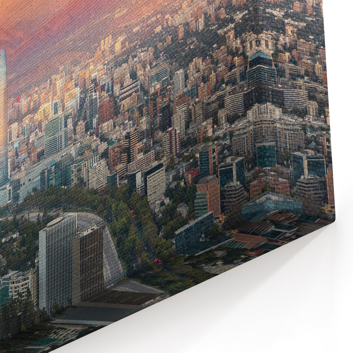 Chile Landscape Paintings – Santiago Cityscape with Andes Mountains