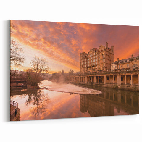 Bath Landscape Pictures - Sunset Over River and Historic Buildings Art