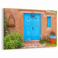 Vibrant Blue Door with Rustic Charm and Flowers - Chile Travel Posters