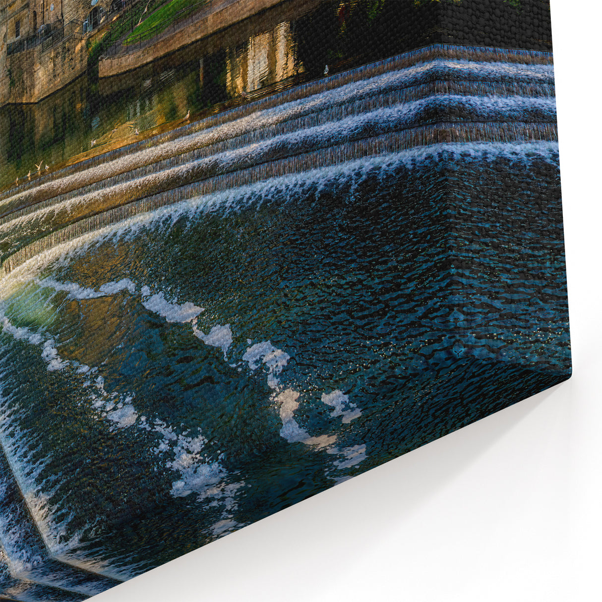 Bath England Wall Art - Pulteney Bridge and Weir Daytime Scenic Canvas
