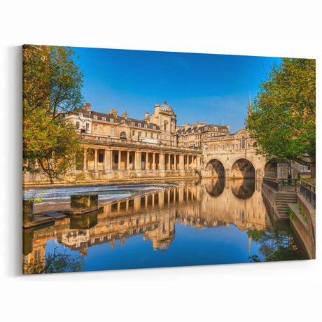 Bath Landscape Pictures - Reflections of Pulteney Bridge and River Canvas