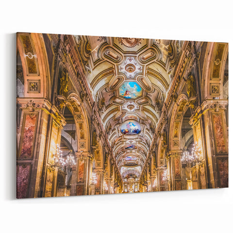 Santiago Cityscape Art – Ornate Cathedral Interior with Classic Design