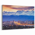 Chile Landscape Paintings – Santiago Cityscape with Andes at Sunset