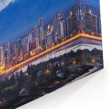 Chile Landscape Paintings – Santiago Cityscape with Andes at Sunset