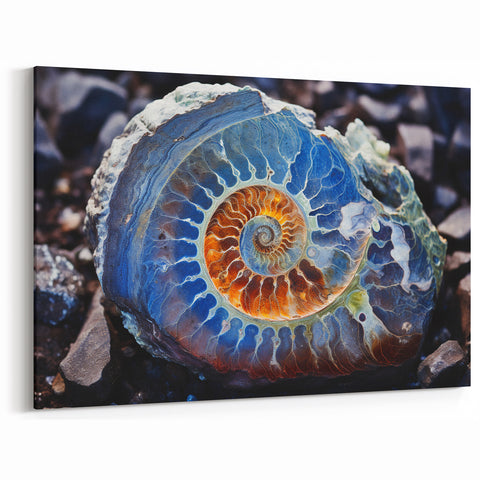 Natural Elements Wall Art | Fossil Spiral Close-Up Canvas Print