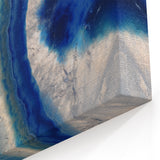 Natural Elements Wall Art | Blue Gemstone Geode Close-Up Canvas Print